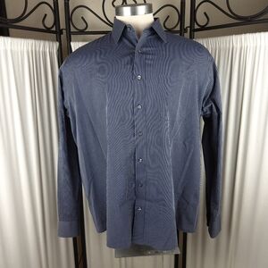M&S Man L/S Dress Shirt, Blue w/ Gray Stripes, Size XL